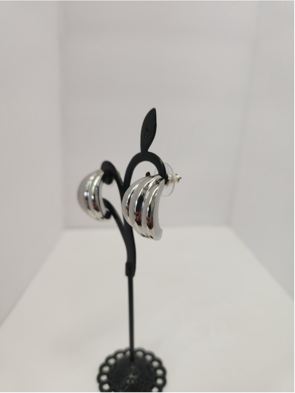 ON 34TH Silver Button Earrings - Picture 2 of 8